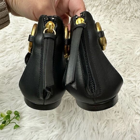 Giuseppe Zanotti Black Leather Gold Ring Ankle Strap OpenToe Sandals 36.5/6.5 US - Picture 5 of 11